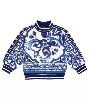 Толстовка из хлопкового джерси майолика Dolce&Gabbana Kids, синий