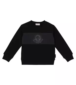Толстовка из хлопкового джерси Moncler Enfant, черный
