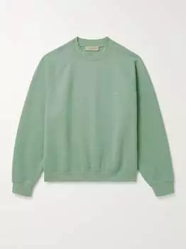 Толстовка из хлопкового джерси с аппликацией логотипа FEAR OF GOD ESSENTIALS, зеленый