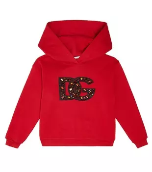 Толстовка из хлопкового джерси с декорированным логотипом Dolce&Gabbana, красный