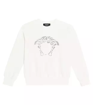Толстовка из хлопкового джерси с декором medusa Versace Kids, белый