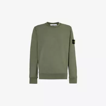 Толстовка из хлопкового джерси с фирменной нашивкой и круглым вырезом Stone Island, цвет musk