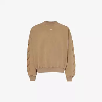 Толстовка из хлопкового джерси с фирменной вышивкой Off-White, цвет rain drum