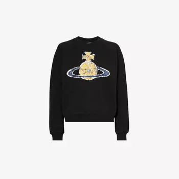 Толстовка из хлопкового джерси с фирменным принтом Time Machine Vivienne Westwood, черный