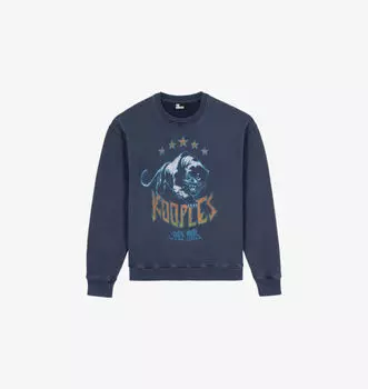 Толстовка из хлопкового джерси с графическим принтом и трафаретной печатью The Kooples, синий