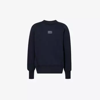 Толстовка из хлопкового джерси с круглым вырезом и фирменной бляшкой Dolce & Gabbana, синий