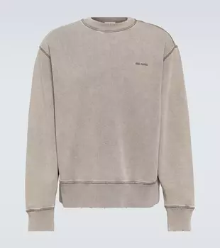 Толстовка из хлопкового джерси с логотипом Ami Paris, серый