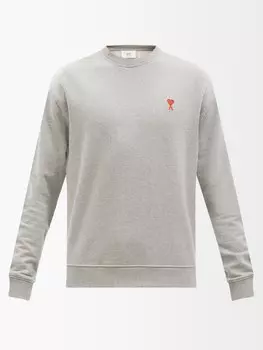 Толстовка из хлопкового джерси с логотипом ami de cur AMI, серый