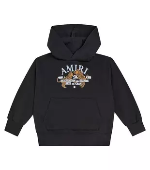 Толстовка из хлопкового джерси с логотипом Amiri Kids, черный