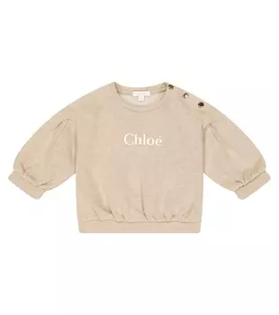 Толстовка из хлопкового джерси с логотипом baby Chlo Kids, бежевый