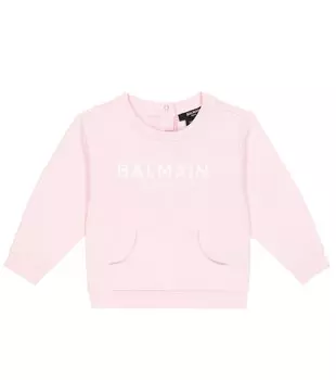 Толстовка из хлопкового джерси с логотипом baby Balmain Kids, розовый