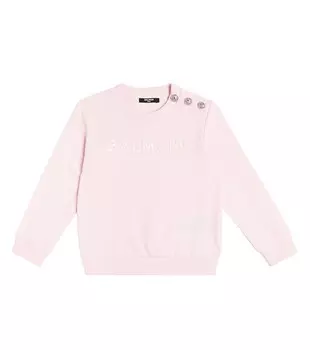 Толстовка из хлопкового джерси с логотипом Balmain, красный