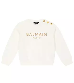 Толстовка из хлопкового джерси с логотипом Balmain, белый