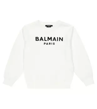 Толстовка из хлопкового джерси с логотипом Balmain, белый