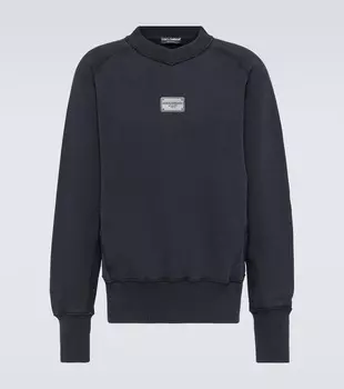 Толстовка из хлопкового джерси с логотипом Dolce&Gabbana, синий