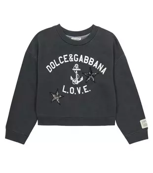 Толстовка из хлопкового джерси с логотипом Dolce&Gabbana, синий
