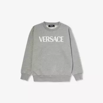 Толстовка из хлопкового джерси с логотипом и принтом Medusa 8–14 лет Versace, белый