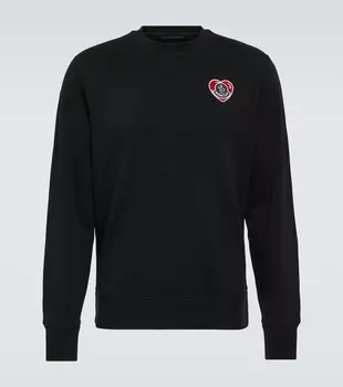 Толстовка из хлопкового джерси с логотипом Moncler, черный