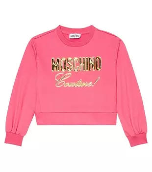 Толстовка из хлопкового джерси с логотипом Moschino, розовый