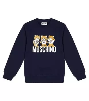 Толстовка из хлопкового джерси с логотипом Moschino, синий