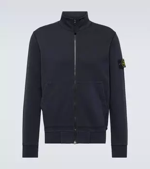 Толстовка из хлопкового джерси с логотипом Stone Island, синий