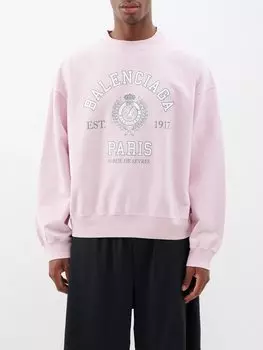 Толстовка из хлопкового джерси с логотипом varsity Balenciaga, розовый