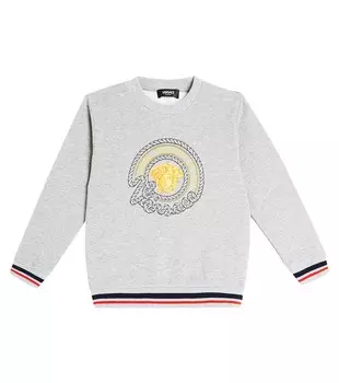Толстовка из хлопкового джерси с логотипом Versace, мультиколор