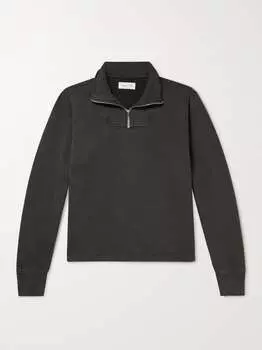 Толстовка из хлопкового джерси с молнией до половины LES TIEN, древесный уголь