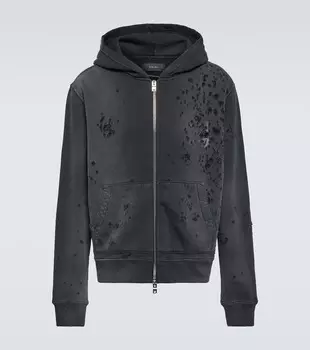 Толстовка из хлопкового джерси с потертостями Amiri, черный