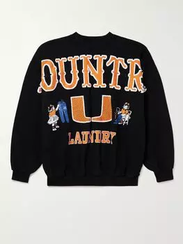 Толстовка из хлопкового джерси с принтом KAPITAL, черный