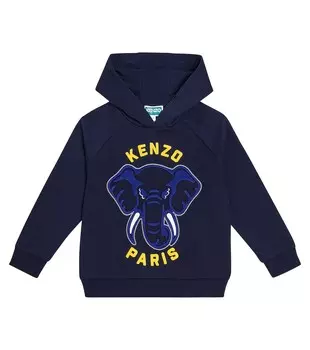 Толстовка из хлопкового джерси с принтом Kenzo Kids, синий