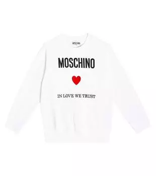 Толстовка из хлопкового джерси с принтом Moschino, белый