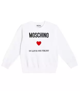 Толстовка из хлопкового джерси с принтом Moschino, белый