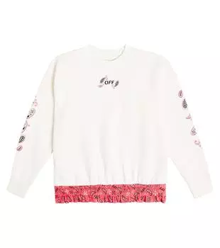 Толстовка из хлопкового джерси с принтом пейсли Off-White Kids, белый