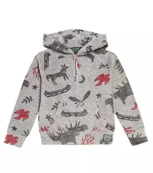 Толстовка из хлопкового джерси с принтом Polo Ralph Lauren Kids, серый