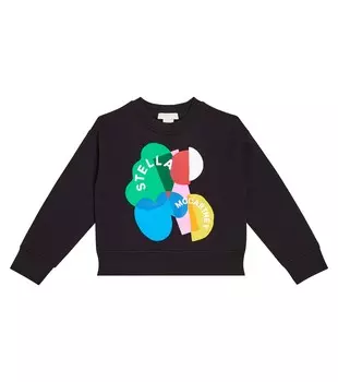 Толстовка из хлопкового джерси с принтом Stella Mccartney Kids, черный