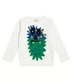 Толстовка из хлопкового джерси с принтом Stella McCartney Kids, белый