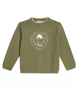 Толстовка из хлопкового джерси с принтом Tartine et Chocolat, зеленый