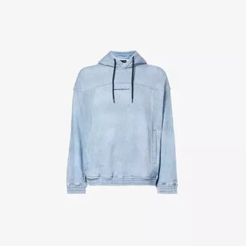 Толстовка из хлопкового джерси с текстовым принтом и логотипом Emporio Armani, цвет denim look