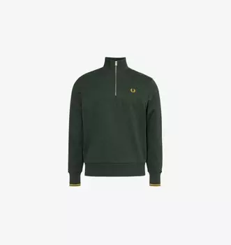 Толстовка из хлопкового джерси с вышитым брендом Half-Zip Fred Perry, зеленый