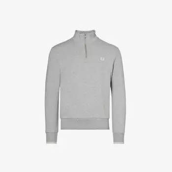 Толстовка из хлопкового джерси с вышитым логотипом и полумолнией Fred Perry, цвет steel marl