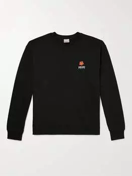 Толстовка из хлопкового джерси с вышивкой и логотипом KENZO, черный