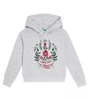 Толстовка из хлопкового джерси с вышивкой Kenzo Kids, серый