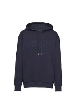 Толстовка из хлопкового флиса с капюшоном Prada, синий