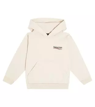 Толстовка из хлопкового флиса с логотипом Balenciaga, черный