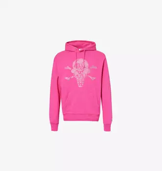 Толстовка из хлопкового трикотажа с карманом-кенгуру, украшенная стразами Icecream, розовый