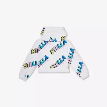Толстовка из хлопкового трикотажа с текстовым принтом 4-14 лет Stella Mccartney, белый