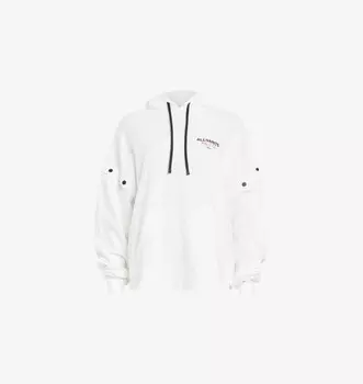 Толстовка из хлопкового трикотажа со съемными рукавами и фирменным принтом Allsaints, белый