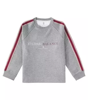 Толстовка из хлопковой смеси с принтом Brunello Cucinelli Kids, цвет dark grey