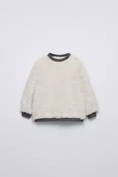 Толстовка из искусственного меха ZARA, экрю